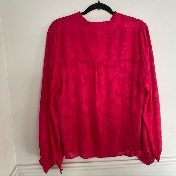 A Mtl Pink Fuchsia Frill Long Sleeve Blouse Large - Picture 5 of 5